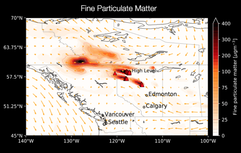 Concentration map of ozone