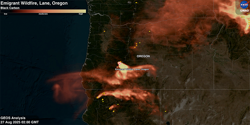 Visualization image of the Emigrant Wildfire in Oregon