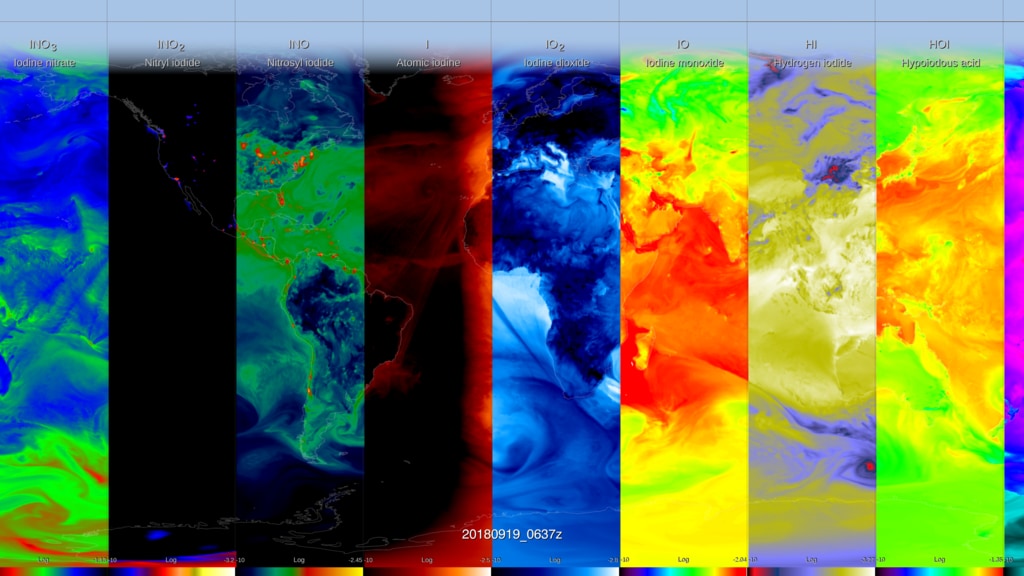 Visualization of multiple chemical species from an atmospheric simulation