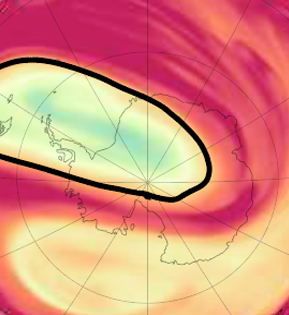 Visualization of ozone during sudden stratospheric warming over Antarctica