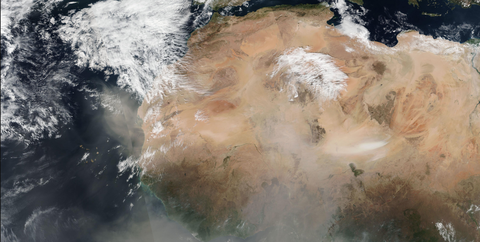Satellite image of dust over Africa