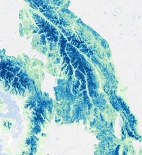 Snow depth estimated from Sentinel-1 radar for part of the western US and Canada