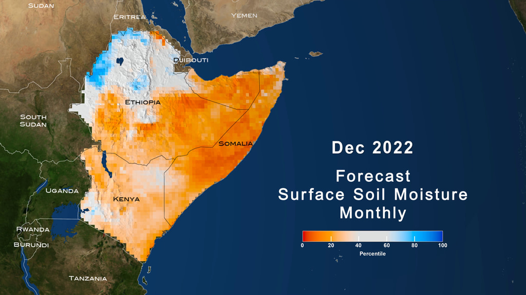 Visualization of December 2022 forecast surface soil moisture in Eastern Africa