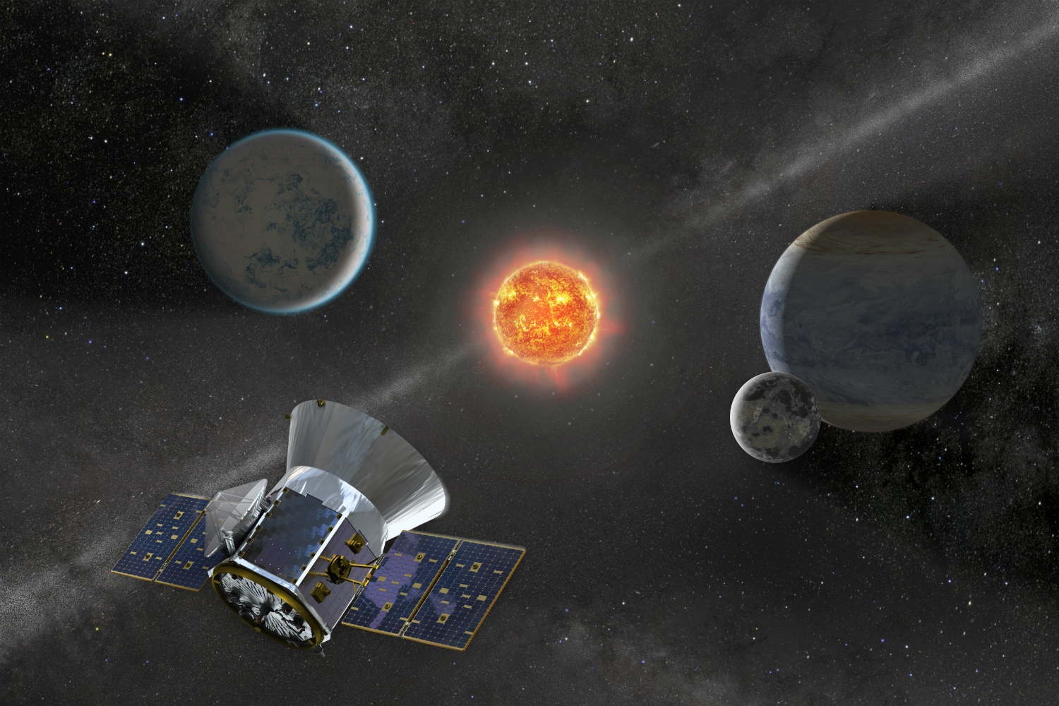 Illustration of NASA’s Transiting Exoplanet Survey Satellite (TESS)