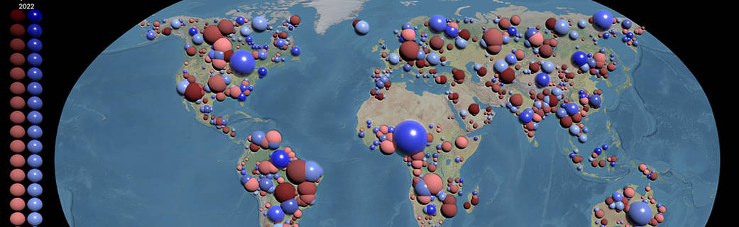 Visualization showing global water cycle extremes